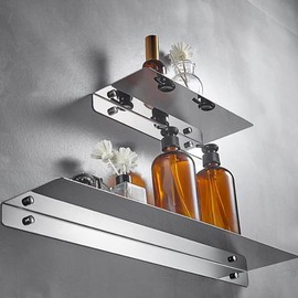 Biutimarden 12Inch Stainless Steel Wall Mounted Floating Shelf Drilling or Shelf Adhesive Modern Room Decor Wall Shelf Floating Shelf for Bathroom Bedroom Decor