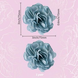 DELORIGIN 2 Pcs Rose Shoe Clips Removable Blue Flower Shoe Clips Pair Fabric Rose Accessories Shoe Clips With Buckles for Wedding Woman High Heels Decoration Shoe Ornaments Older Shoes Decorate