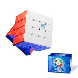Moyu Aosu V7 4x4 Magnetic Stickerless UV Coated Speed Cube, 4 by 4 Professional Cube, 112 Magnets, Anti-Stick Design Adjustable Elasticity Magic Cube (2-Track Flagship Edition+Magic Cloth)