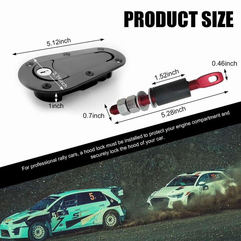 Yourkar Flush Hood Latch & Pin Kit, Durable Engine Bonnet