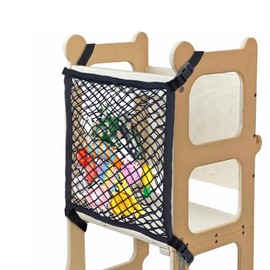 XGKHOM Toddler Tower Safety Net, Toddler Learning Tower Safety Net for Enhanced Safety and Convenience, Double Layer Design with Storage Function, Ideal for Kids Kitchen Play and Learning Activities