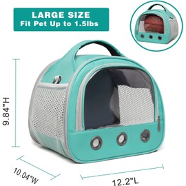 IDAHSOR Small Animal Carrier Bag - Guinea Pig Carrier Large Size,Portable Bag with Strap for Parrots Ferret Hedgehog Squirrel Chinchilla Sugar Glider, Breathable & Perspective (Blue)
