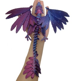 FLUEFOWL 3D Printed Dragon with Wings, Articulated Dragon with Present Case, Dragon Fidget Toy, 3D Printed Animals Toys, Desktop Pet (Mystic Purple)
