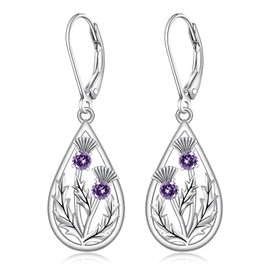 Scottish Thistle Earrings for Women Scottish Thistle Jewelry Gifts 925 Sterling Silver Dangle Drop Scotland Flower Valentine's Day