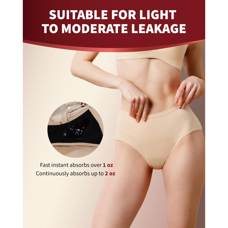 REELINDRY Incontinence Underwear for Women Washable, 2 oz Maximum Abosrbency
