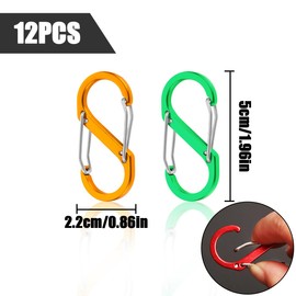 NILLOS Colorful Alloy Snap Hook, 12 PCS S-Shape Dual Clips Mini Carabiners for Outdoor Sports, Camping, Mountaineering, and Hiking (Multiple Colour)