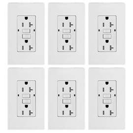 Micmi GFCI Outlet, Tamper-Resistant GFI Receptacle with LED Indicator, 20Amp 125V Self-Test Ground Fault Circuit Interrupter, Decorator Screwless Wall Plates Included, ETL Listed (6Pack, White)
