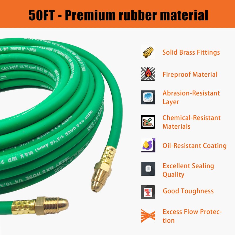 50FT Argon Gas Hose, Inert Gas Welding Hoses for MIG/TIG