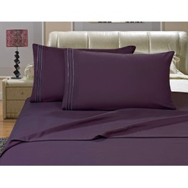Elegant Comfort Luxurious Solid Pillowcases - Premium Hotel Quality Microfiber Hotel Quality Wrinkle and Fade Resistant 2-Piece Pillowcases, King, Eggplant-purple