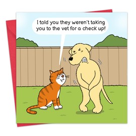 Twizler - Funny Dog and Cat Card - Funny Birthday Card for Men or Women - Blank Card Inside Him Her - Mum Happy Birthday Card Dad - Husband Wife Humour Card - Get Well Soon Card
