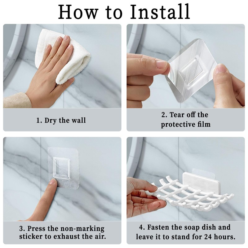 EOAMGO Soap Dish for Shower Bathroom,Soap Holder, 2PCS No-Drilling Wall