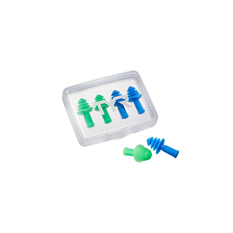 TYR Ergo Flex Ear Plugs-4pk Swimming Equipment, Blue/Green, All