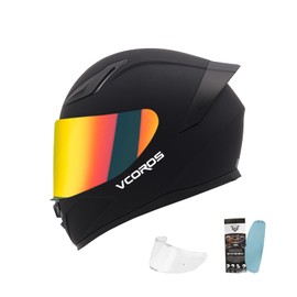 Motorcycle Full Face Helmet for Unisex-Adults DOT Approved WS-609 Motorbike Street Bike Racing Helmets with Visor and Anti-Fog Film（Matte Black-R,XL