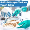 PHYEX 2-Pack Dish Brushes with Scraper, Durable Nylon Bristles Kitchen