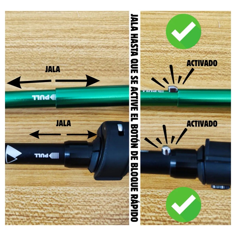 Baston De Senderismo Ajustable 105-125cm Plegable Antishock Color Negro