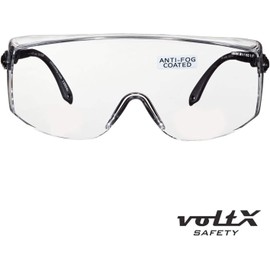 voltX 'OVERSPECS' Large Size, Industrial Safety Over Glasses - UKCA & CE EN166f certified (Clear Lens) - individually adjustable temples - antifog, scratch resistant, UV400 protection