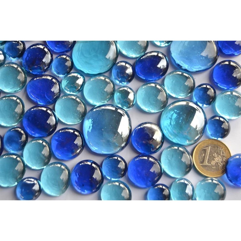 350g Blue Glass Stones Mixed in 3 Sizes 12-15mm, 17-21mm
