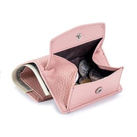 AprinCtempsD RFID Blocking Women‘s Small Wallet Genuine Leather Ladies Mini Purse with Coin Pocket Credit Card Organizer Change Pouch Cute Elegant (Pink)