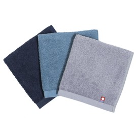 Imabari Hand Towel, Set of 3, Big Hand Towel, Large, Wash Towel, Approx. 13.0 x 13.8 inches (33 x 35 cm), Water Absorption, No Ironing, Made in Japan, 100% Cotton (Smoky Blue, Navy, Gray, 3)