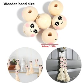 40 mm Wooden Beads with Face, Yueser Pack of 20 Wooden Balls with Face for Worm 40 mm Wooden Beads with Face Worm Wooden Heads with Face Lucky Worms Beads with Face Wooden Balls with Hole