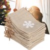25Pcs Drawstring Bag Like Linen Snow Pattern Gift Bag Christmas