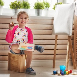 fanksoow Pack of 2 Children's Painting Smocks Waterproof Children's Painting Apron 2-7 Years Girls/Boy, Craft Apron Children with 3 Pockets for Primary School Art Painting, Laboratory Clothing