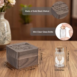 Abooxiu Small Urns for Human Ashes Keepsake Wooden Box 1.65 Inches Mini Glass Urn Cremation Urn Memorial Small Ashes Keepsake Urns Mini Funeral Burial Urn for Adult Males Females Pets - White Wings