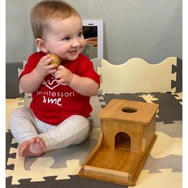 Montessori Object Permanence Box - Wooden Ball Drop Toy for Babies 6-12 Months - Develops Spatial Awareness & Cognitive Skills - Engaging and Educational Roll and Play Toy up to 1 Year Old Infant