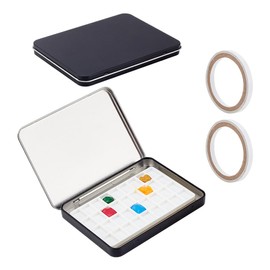 PH PandaHall 2 Sets Empty Watercolour Palette Case 36 Wells Iron Palette Tin Box Drawing Paint Box with Lid Airtight Travel Painting Art Accessories 11.9 x 8.8 cm
