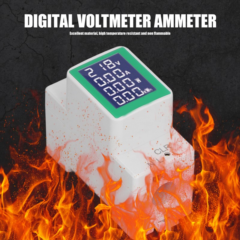 DIN Rail Meter Digital Voltmeter Ammeter Power Energy Monitor Multimeter