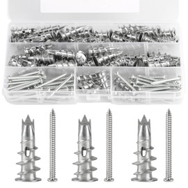 60 Set/120pcs Self Drilling Heavy Duty Plasterboard Fixings,Metal Cavity Plaster Board Wall Fixings for Plasterboard Wall Plugs and Screws,Drywall Screws Anchors for Wall Hangings(M12.5x31, M3.5x35)