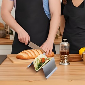 6 PCS Stainless Steel Taco Holders, 2 Slots Taco Stands, V-Shaped Taco Stand with 2 Dividers for Parties and Family Gatherings, Robust and Rustproof, Oven Grill Dishwasher Safe