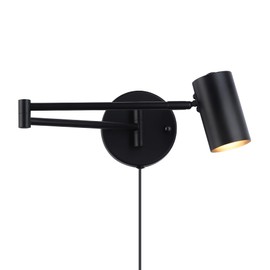 SUNLLOK Modern Black Swing Arm Wall Sconces Plug in - Industrial Adjustable Hanging Wall Light Fixture - Indoor Metal Rustic Reading Wall Lamp Decoration for Living Room, Kids Bedroom, Restaurant