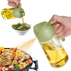 TrendPlain 16oz/470ml Olive Oil Sprayer for Cooking - 2 in 1 Olive Oil Dispenser for Kitchen Gadgets, Air Fryer, Salad, and BBQ - Green