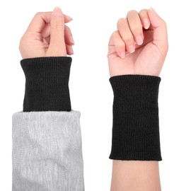Knit Cuff Sleeve for Jacket, Cotton Stretch Knit Rib Cuff Tubular Rib Cuffing Replacement for Sleeves Padded Jacket Sportswear Cuffs Extension Replacement Sewing DIY (4 x 3.7 Inch, Black)