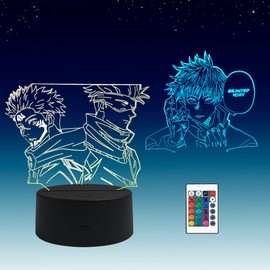 2 in 1, Jujutsu Kaisen, Gojo Satoru, 3D Illusions Anime Lamp, 16 Colours RGB Remote Control, LED Desk Night Light