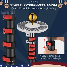 Yescom EZ GO 20ft LED Solar Light Telescoping Flag Pole Kit Upgrade Rotating Lock Aluminum Flagpole Set for Outside House Inground Outdoor Camper RV Tailgate with 3x5' US Flag Ball Top, Black