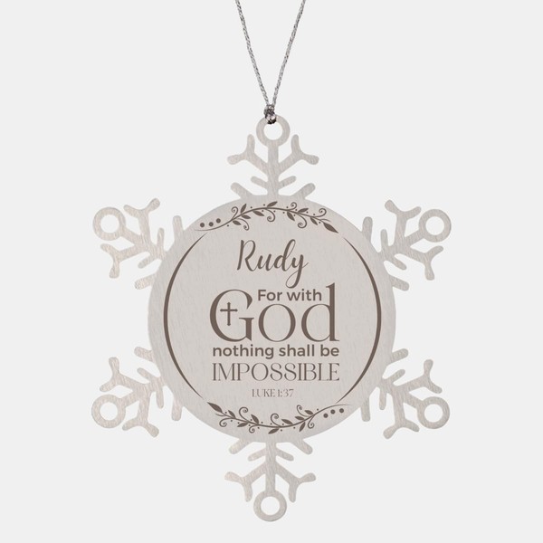 Inspirational Rudy Christmas Ornament Engraved Snowflake for Colleague Coworker Family,