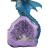 Armored Blue Dragon On Purple Quartz Faux Geode Crystal Cavern