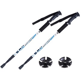 GLASEA® 2x Antishock Trekking Walking Hiking Pair Sticks Poles (silver)