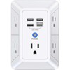 5-Outlet Surge Protector Wall Charger with 4 USB Ports -