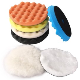 CLOPOMIC Buffing Pads Polishing Pads Kit,7 Pcs 5"(130mm), Sponge Polishing Pads with Wool Pads Kit, Car Polisher, Car Detailing Kit, Polishing Pad Kit for Car Buffer Compounding, Polish and Wax.