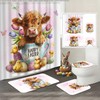 Lofaris 4pcs Shower Curtain Set with Non-Slip Rugs Easter Highland