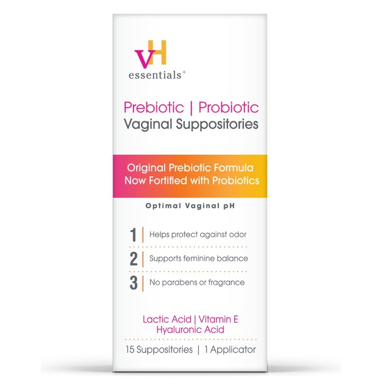 vH essentials Prebiotic pH Balanced Vaginal Suppositories, Naturally Protect Against
