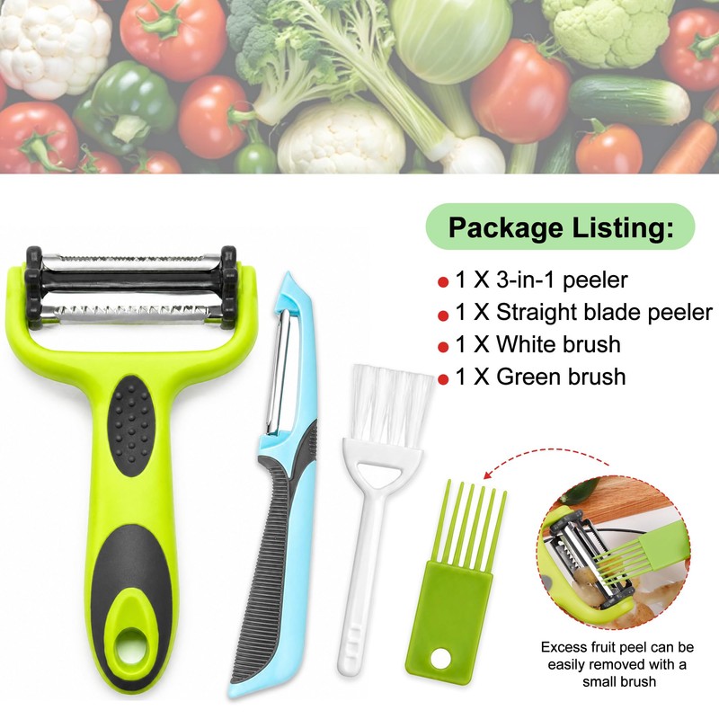 3-in-1 Vegetable Peeler, Julienne Peeler & Vegetable Slicer Kitchen Tool