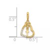 Unbranded 14K Yellow Gold Polished CZ Heart w/Cross Dangle Pendant