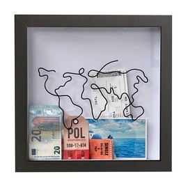 Travel Adventure Archive Shadow Box 12*12 Inch Concert Shadow Box for Travel Decor Ticket Stub Memory Adventure Archive Ticket Storage Life in a Shadow Box Travel Frame Travel Box for Memories (Black)