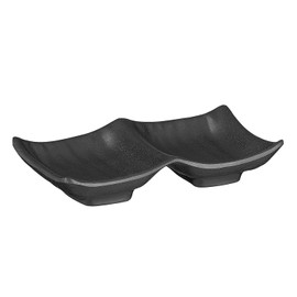APS 83949 Schale ZEN, 14 x 9 cm, Höhe 2,5 cm, 2x 50 ml, Melamin, schwarz, Steinoptik