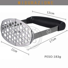 Starchef Masher Ricer,Stainless Steel Masher Ricer with Soft Handle, Baby Food Fruit & Vegetable Masher Ricer, Potato Ricer Masher(Black)