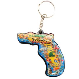Westmon Works Florida Souvenir Keychain with Colorful Illustrated Map Auto Accessory Key Chain Ring